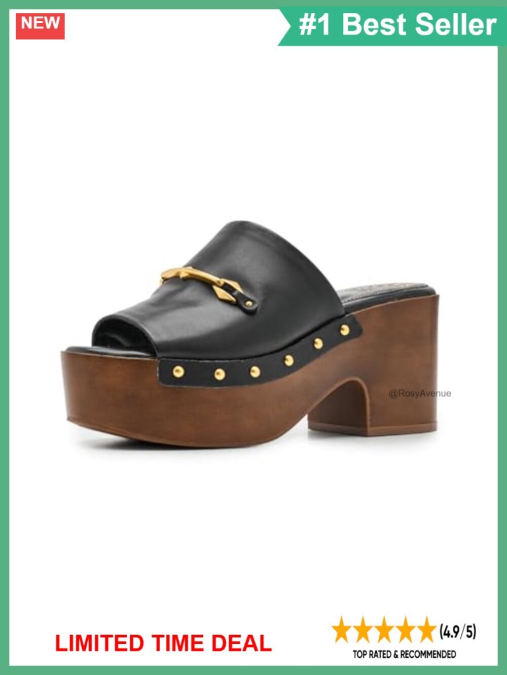 Vince Camuto Efellan Studded Leather Platform Clog Open Toe Pull-On